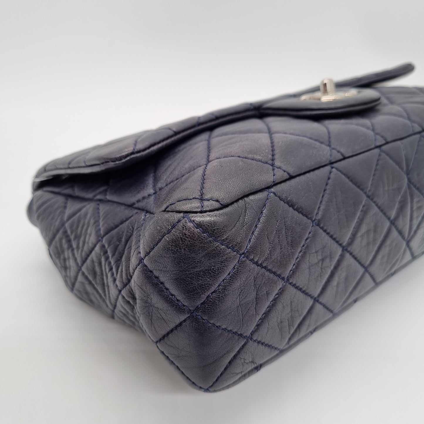 Chanel Classic Jumbo Single Flap Dark Navy #12 Size 30x8x18