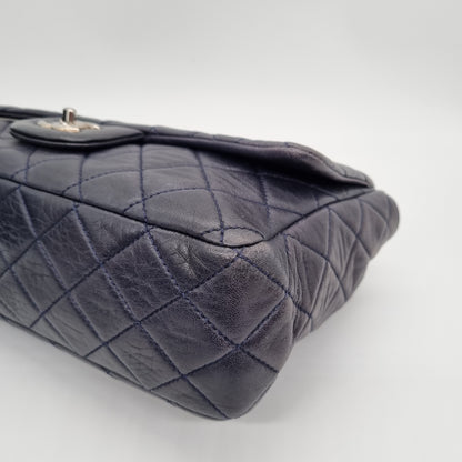 Chanel Classic Jumbo Single Flap Dark Navy #12 Size 30x8x18