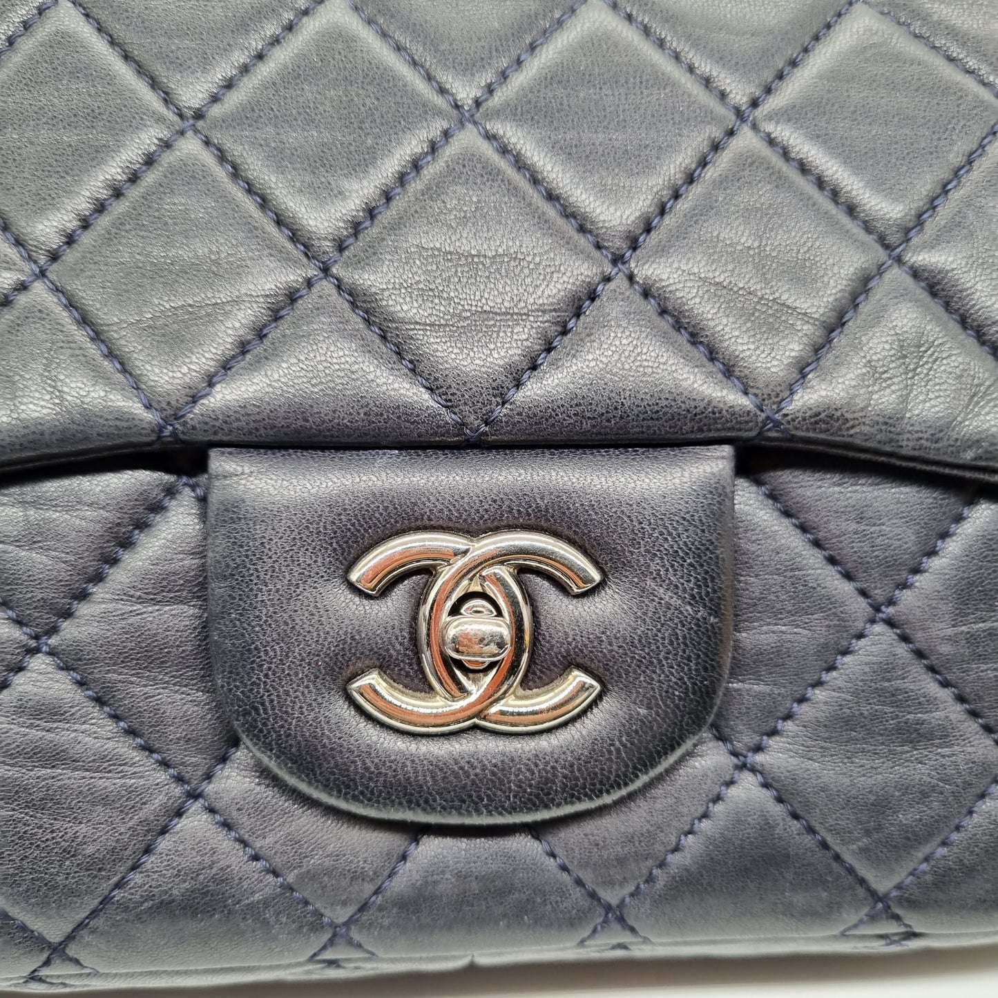 Chanel Classic Jumbo Single Flap Dark Navy #12 Size 30x8x18