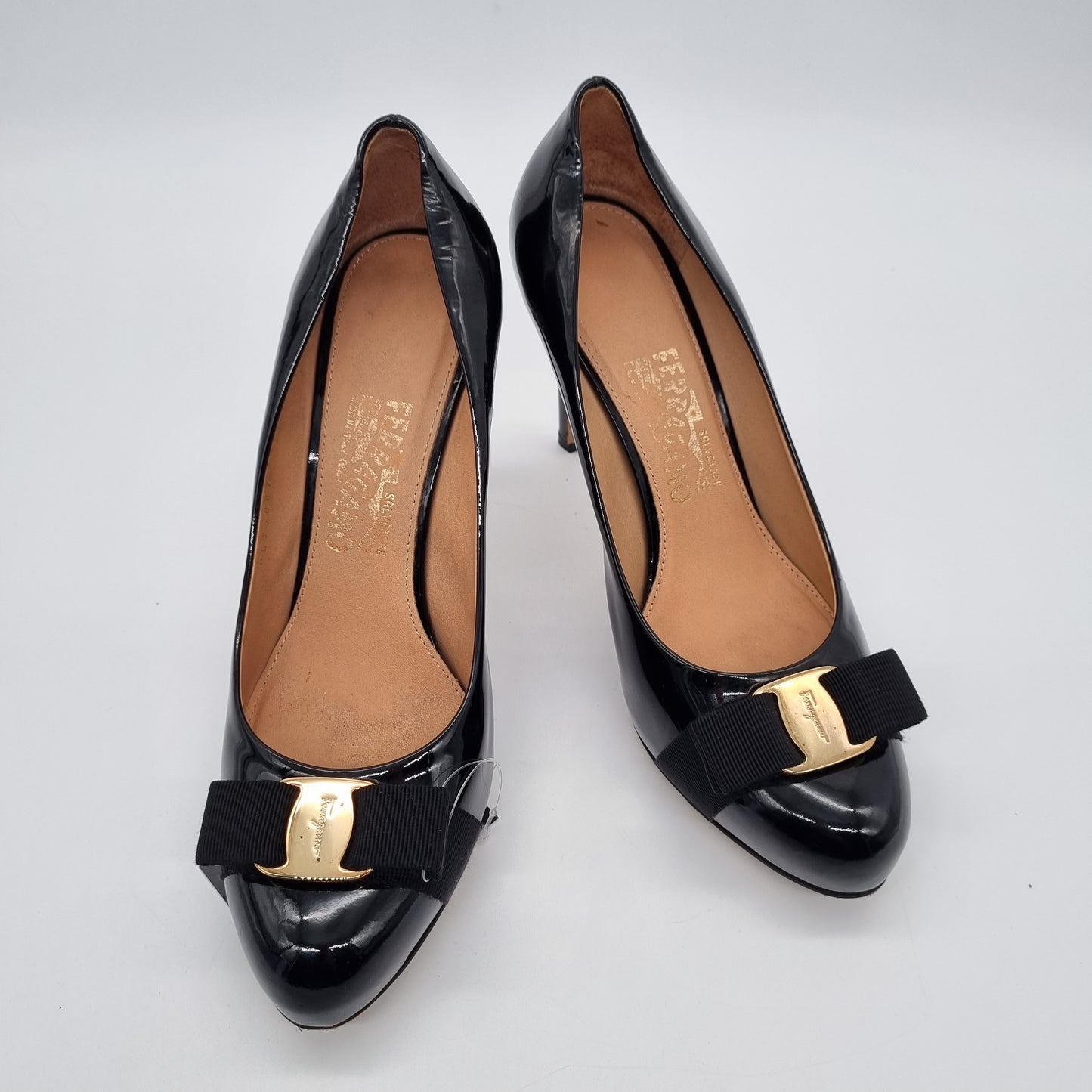 Salvatore Ferragamo Pimpa Nero Patent Calf Size 8,5/25,5