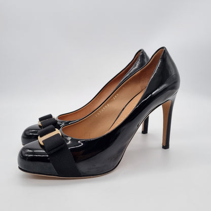 Salvatore Ferragamo Pimpa Nero Patent Calf Size 8,5/25,5