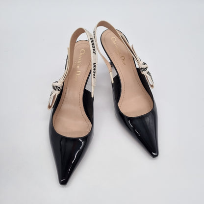 Dior J'Dior Slingback Pumps Patent Black Size 38/26