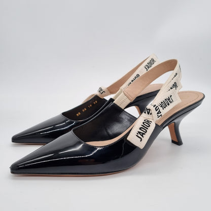 Dior J'Dior Slingback Pumps Patent Black Size 38/26