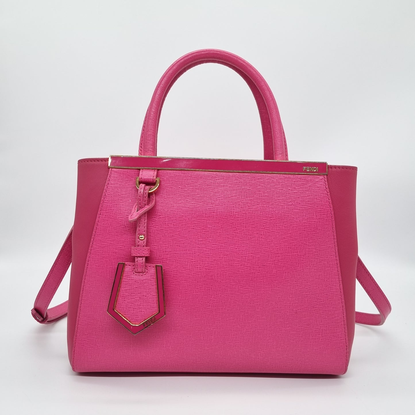 Fendi 2 Jours Grained Leather Pink 2014 Size 26x10x21