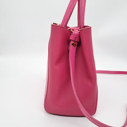 Fendi 2 Jours Grained Leather Pink 2014 Size 26x10x21