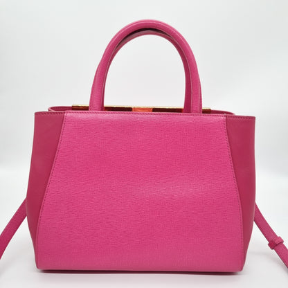 Fendi 2 Jours Grained Leather Pink 2014 Size 26x10x21