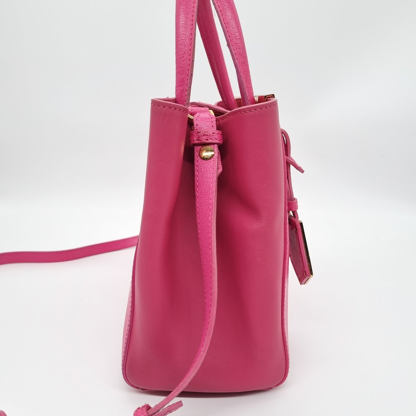 Fendi 2 Jours Grained Leather Pink 2014 Size 26x10x21