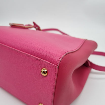 Fendi 2 Jours Grained Leather Pink 2014 Size 26x10x21