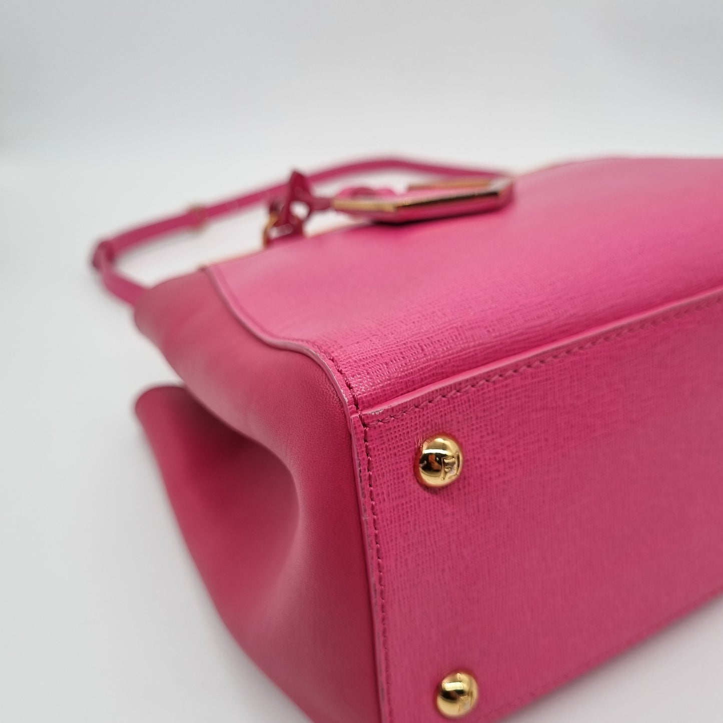 Fendi 2 Jours Grained Leather Pink 2014 Size 26x10x21