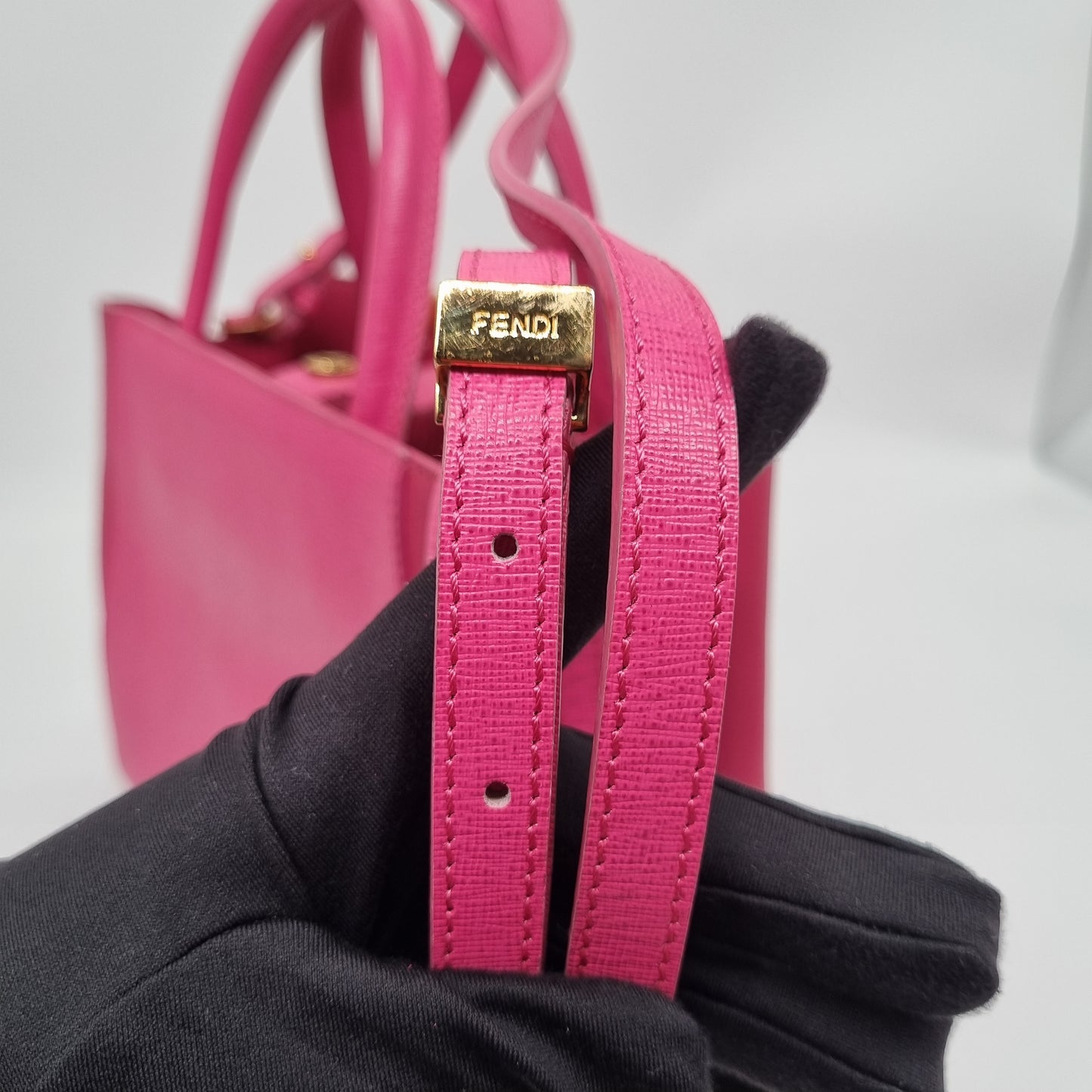 Fendi 2 Jours Grained Leather Pink 2014 Size 26x10x21