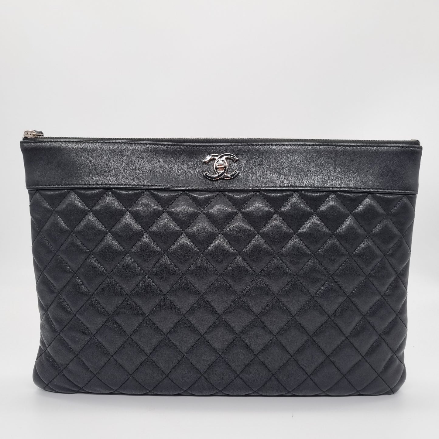 Chanel O Case Quilted Lambskin Black #23 Size 34x23