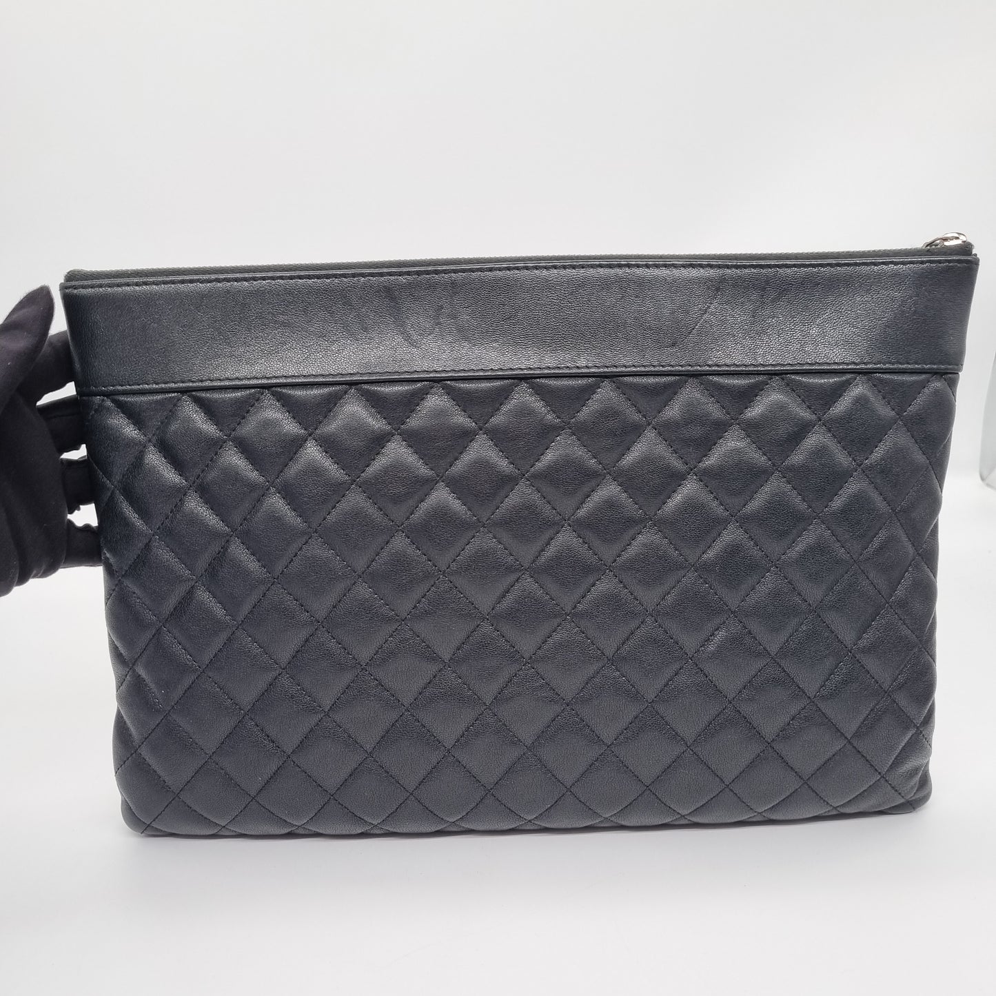 Chanel O Case Quilted Lambskin Black #23 Size 34x23