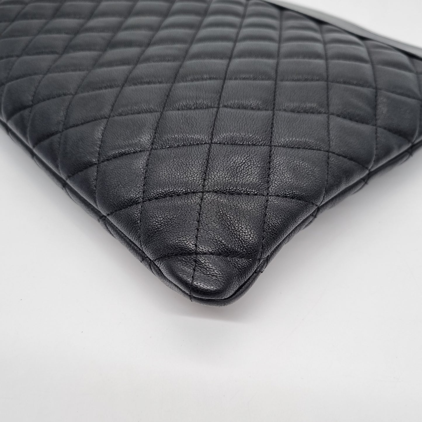 Chanel O Case Quilted Lambskin Black #23 Size 34x23