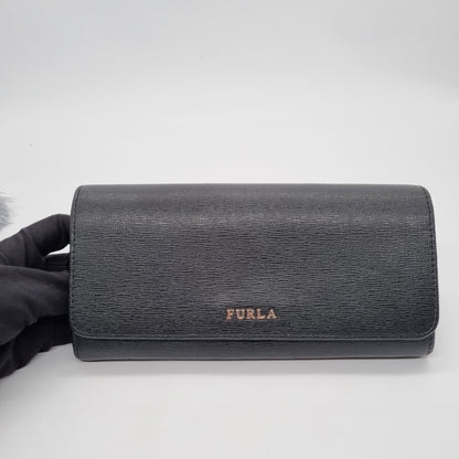 Furla Long Wallet Black Size 20x10