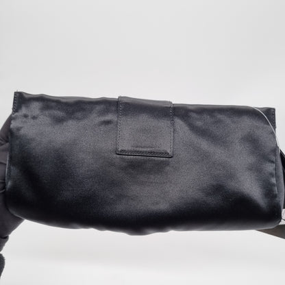 Loewe Clutch Satin Black 2003 Size 25x12