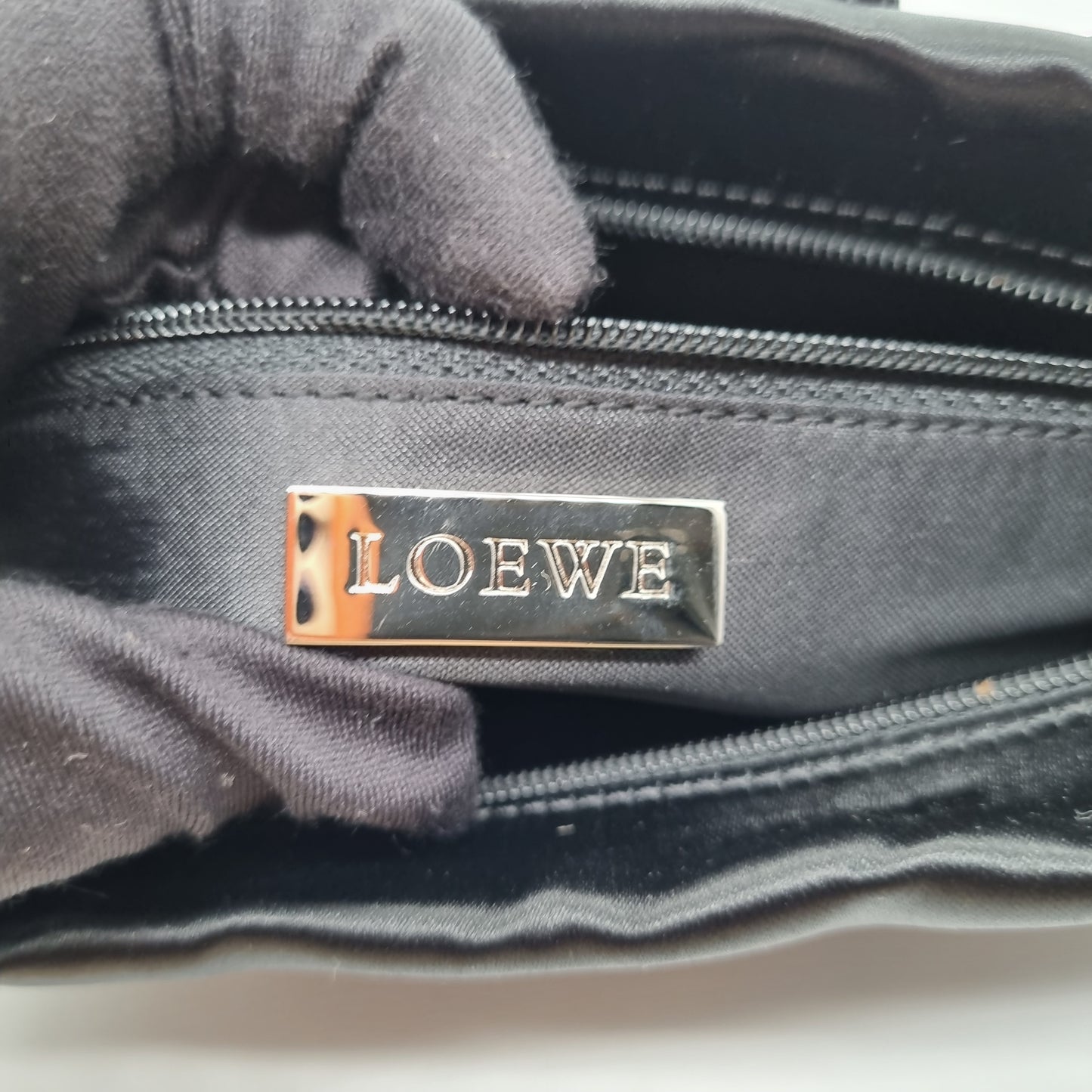 Loewe Clutch Satin Black 2003 Size 25x12