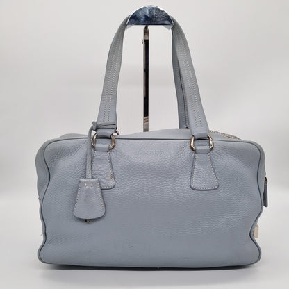 Prada Daino Bauletto Handbag Baby Blue 2004 Size 26x12x20