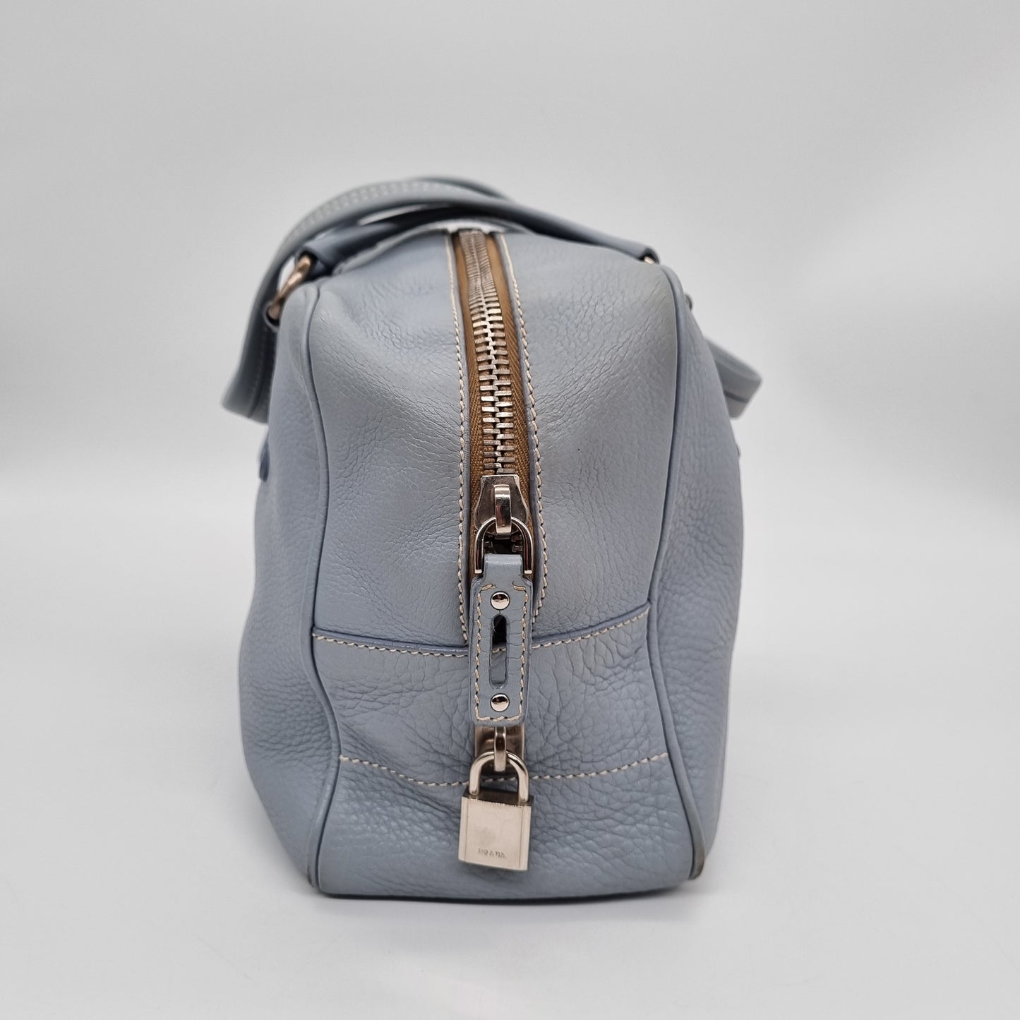 Prada Daino Bauletto Handbag Baby Blue 2004 Size 26x12x20