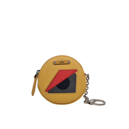 Fendi Vitello Elite Monster Eye Coin Purse Yellow