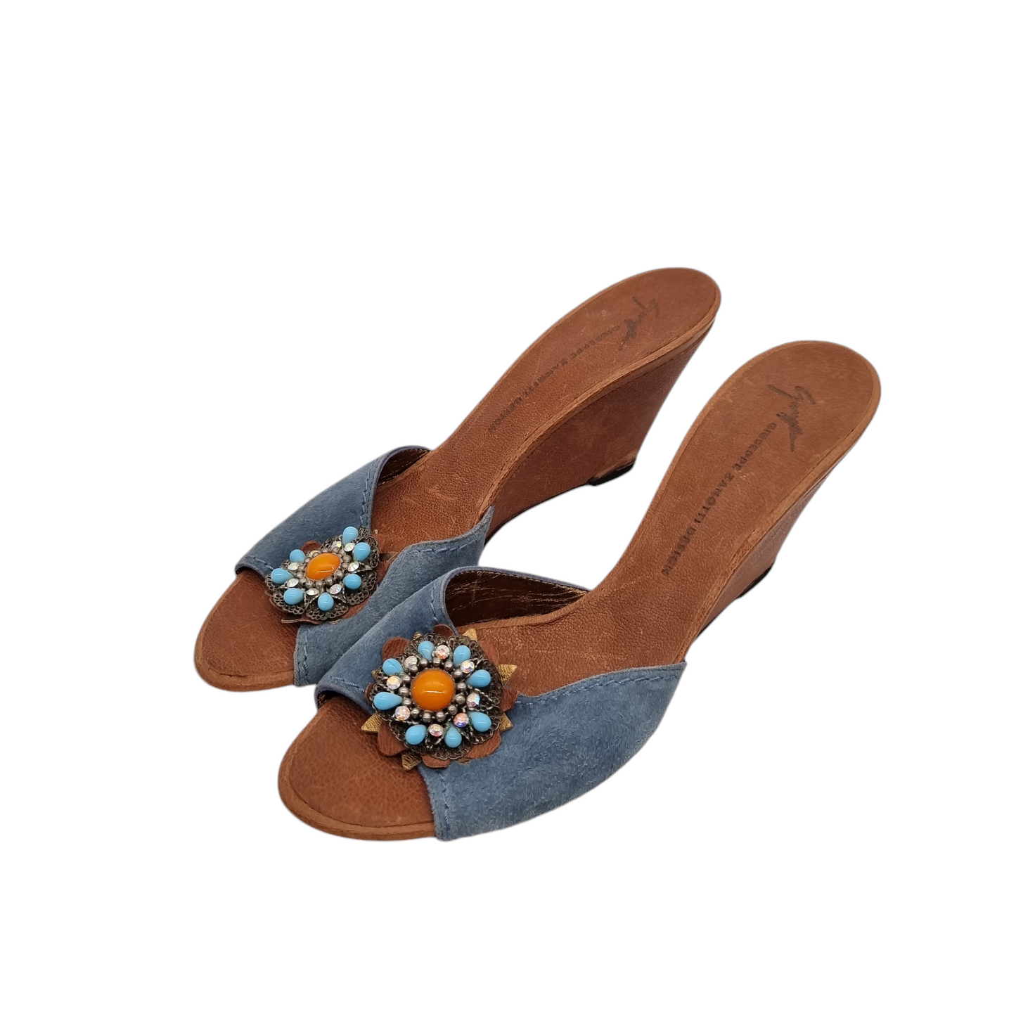 Giuseppe Zanotti Wedges Brown Suede Blue Size 40/26