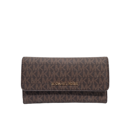 Michael Kors Jet Set Travel Trifold Wallet Brown Size 18x11