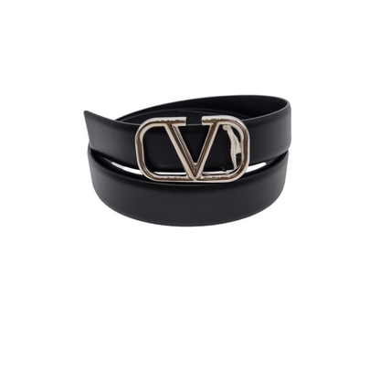 Valentino Garavani V Logo Signature Buckle Belt 30 mm Black Size 100