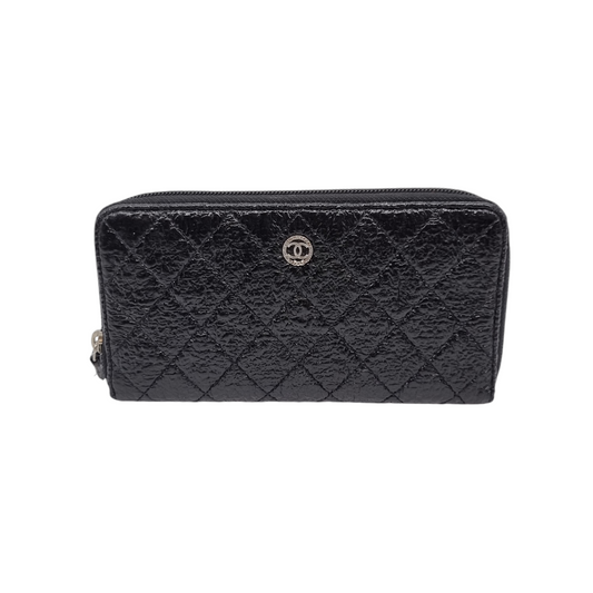 Chanel Round Zipper Wallet Black #17 Size 19x10