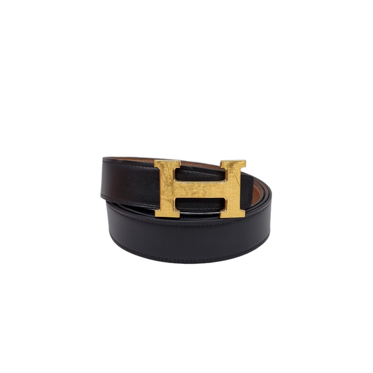 Hermes Reversible Belt Black Gold GHW #O 2011 (Size 120)