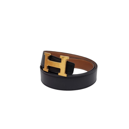 Hermes Reversible Belt Black Gold GHW #O 2011 (Size 120)