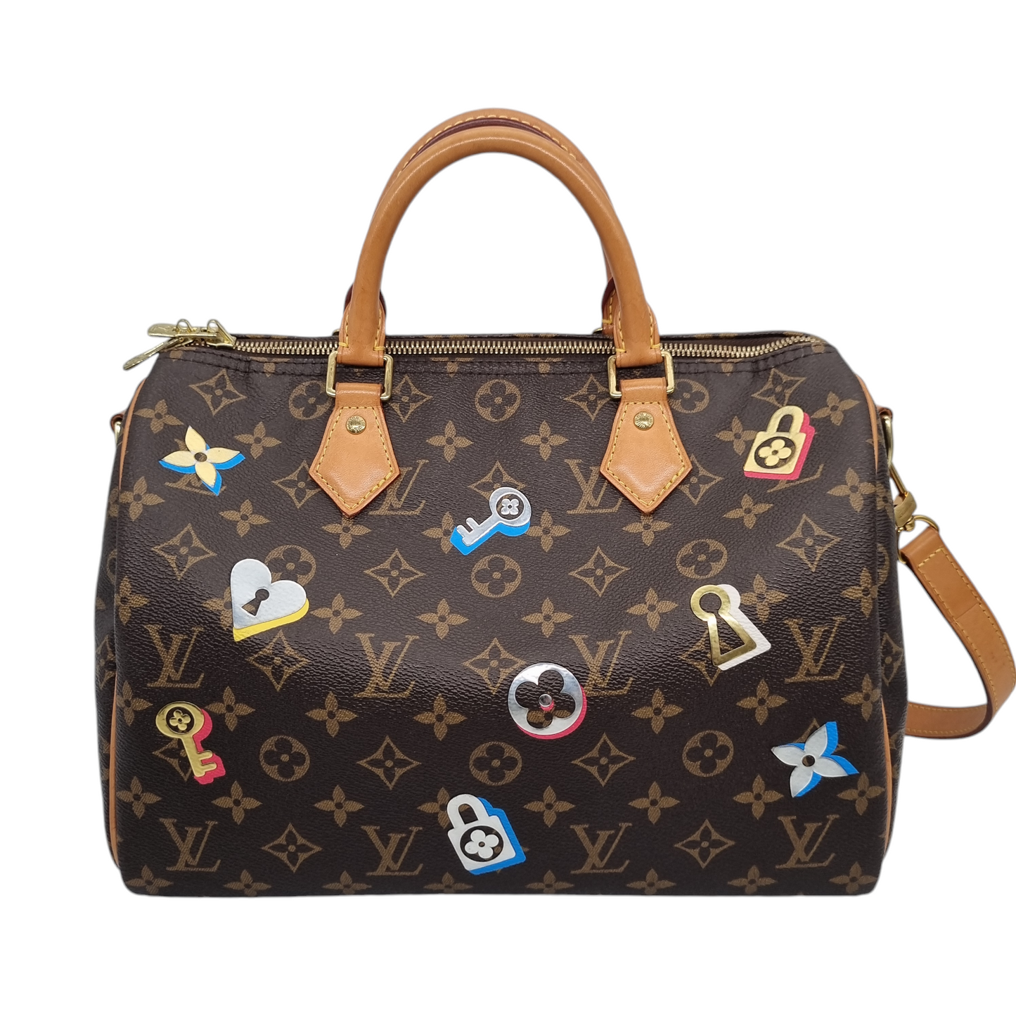 Louis Vuitton Speedy Bandouliere Lock Love Monogram 2019 Size 30x17x25