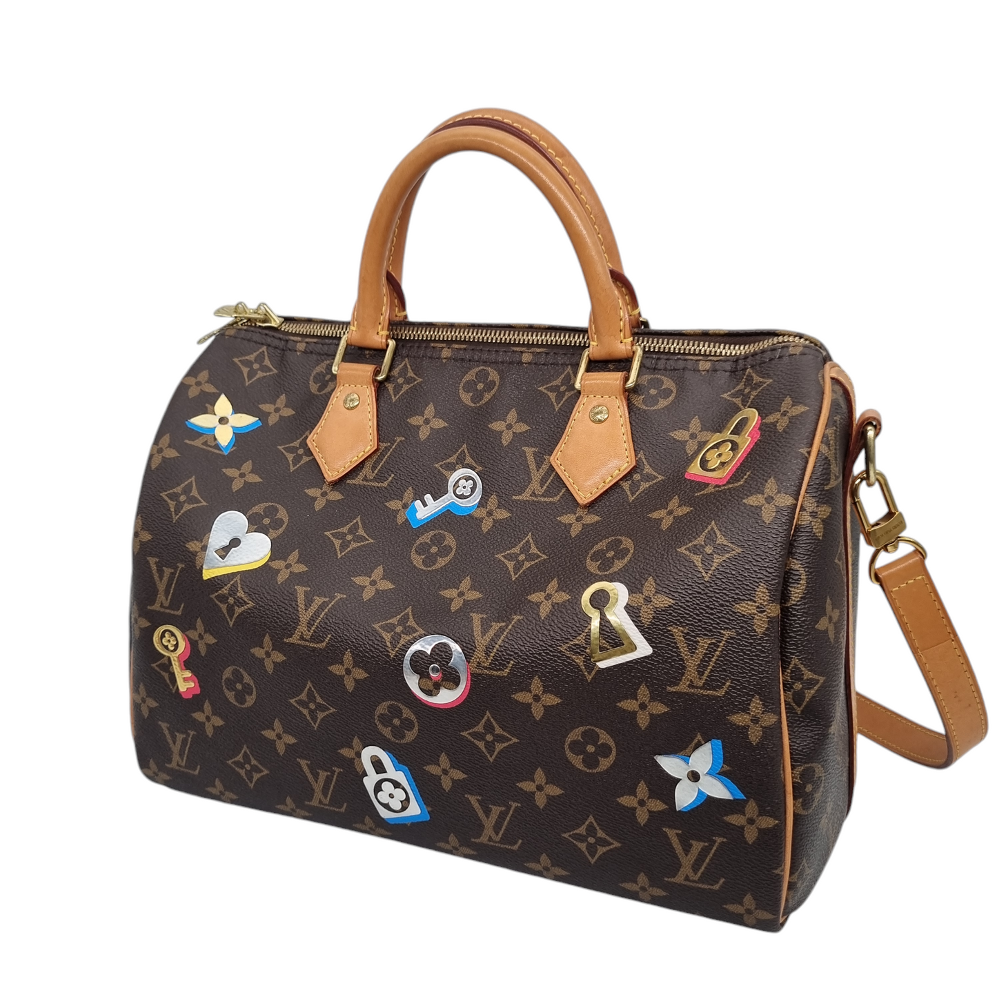 Louis Vuitton Speedy Bandouliere Lock Love Monogram 2019 Size 30x17x25