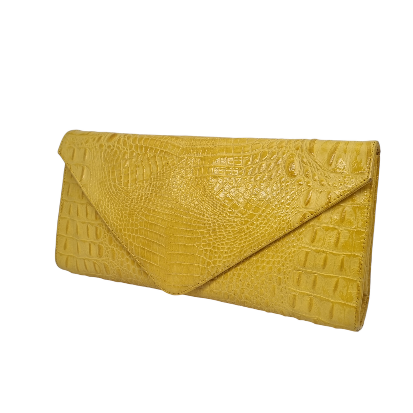 JJ Winters Clutch Croco Embossed Yellow Size 33x7x16