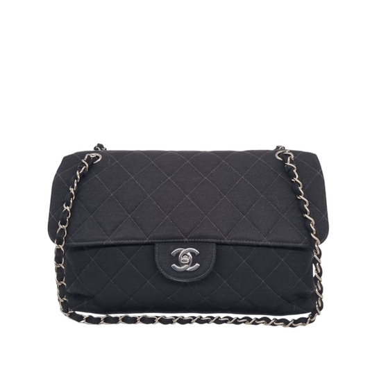 Chanel Classic 2 Face Satin Black SHW #4 Size 31x11x18