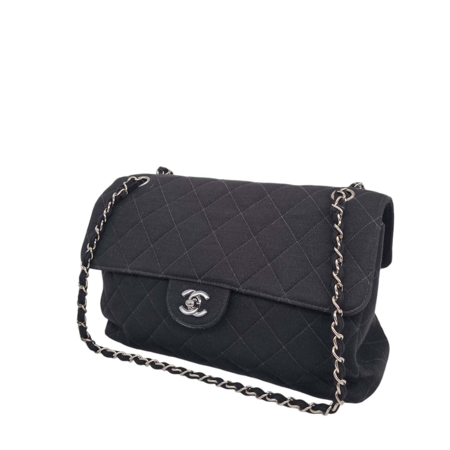 Chanel Classic 2 Face Satin Black SHW #4 Size 31x11x18