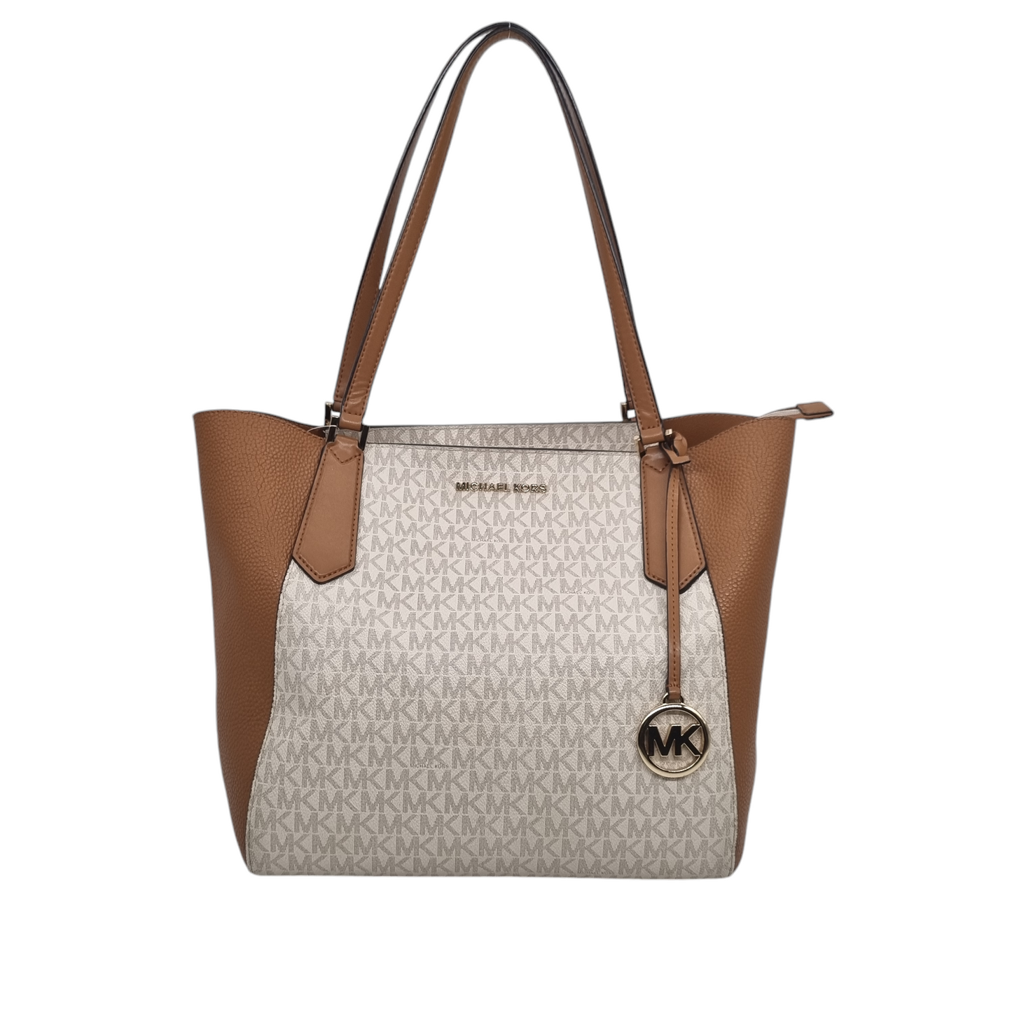 Michael Kors Kimberly Signature Shoulder Totebag Ivory Brown Size 28x16x28