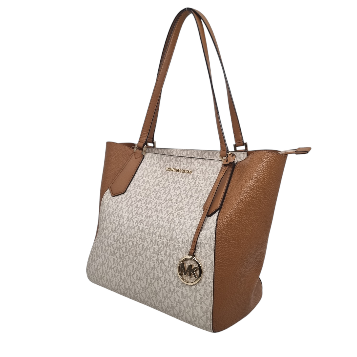 Michael Kors Kimberly Signature Shoulder Totebag Ivory Brown Size 28x16x28