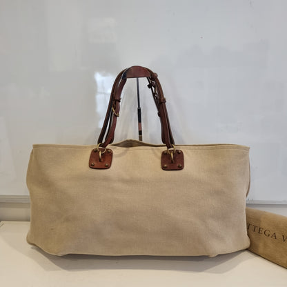 Bottega Veneta Sardegna Tote Canvas Beige Size 57x24x27