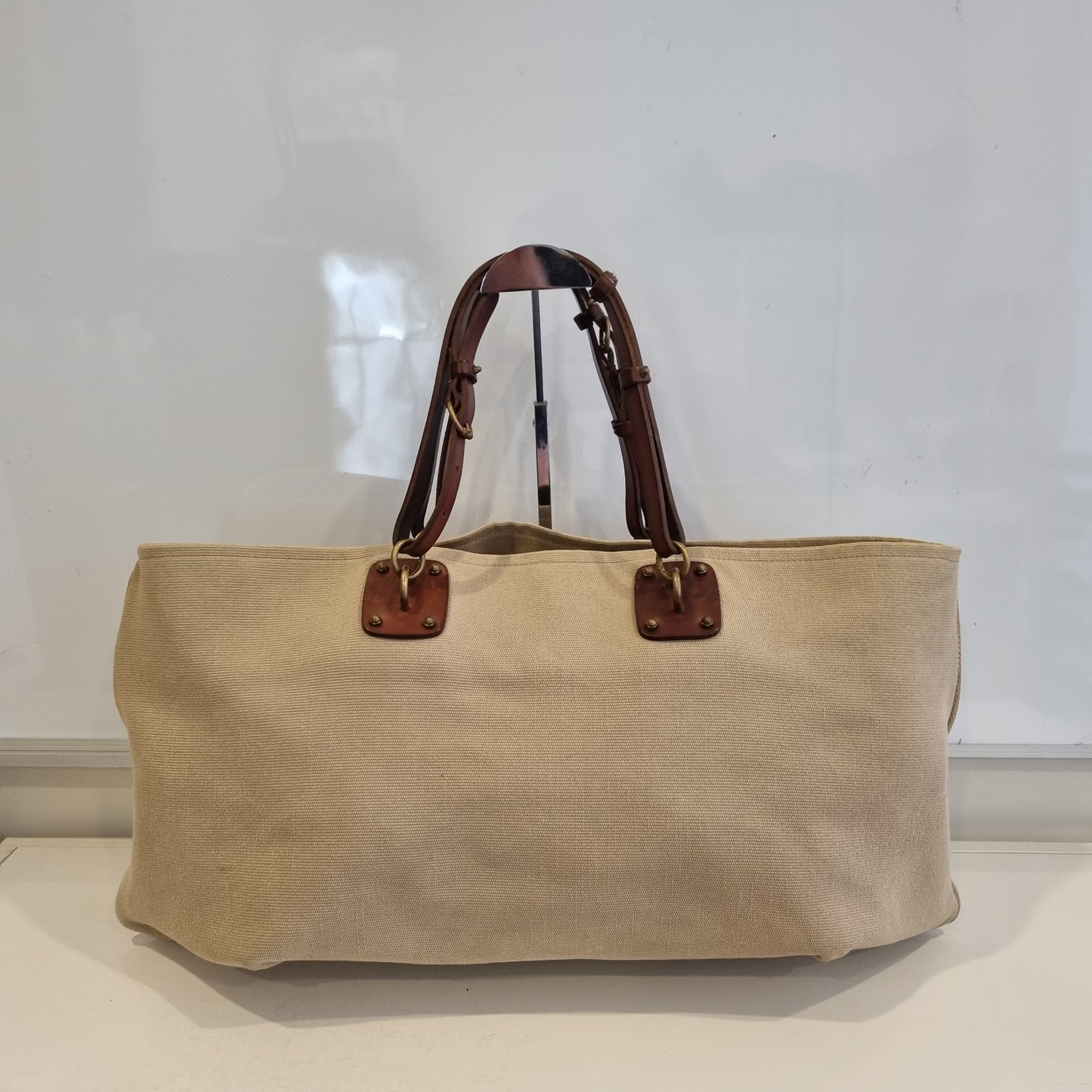 Bottega Veneta Sardegna Tote Canvas Beige Size 57x24x27