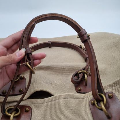 Bottega Veneta Sardegna Tote Canvas Beige Size 57x24x27