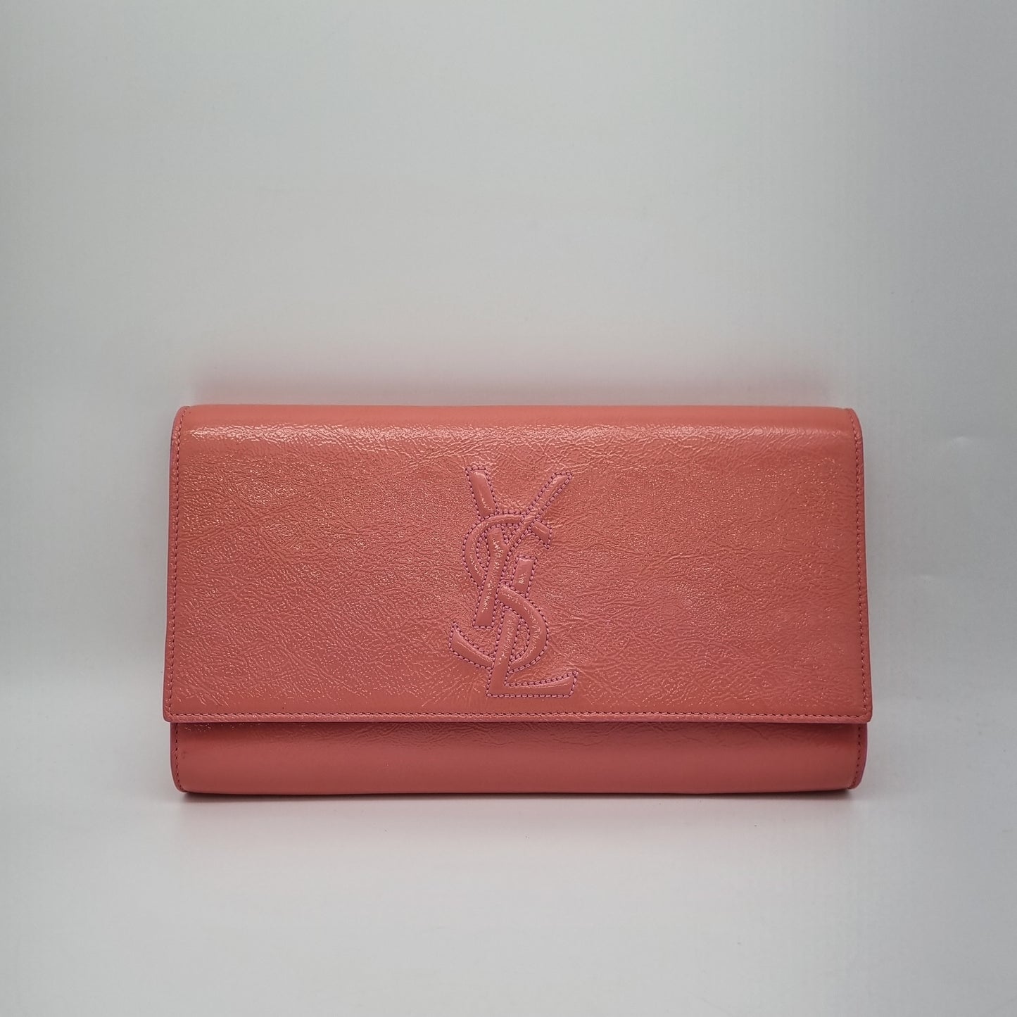 Yves Saint Laurent Belle De Jour Flap Clutch Patent Pink Size 28x16