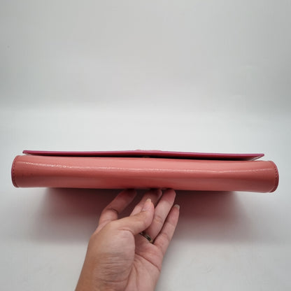 Yves Saint Laurent Belle De Jour Flap Clutch Patent Pink Size 28x16