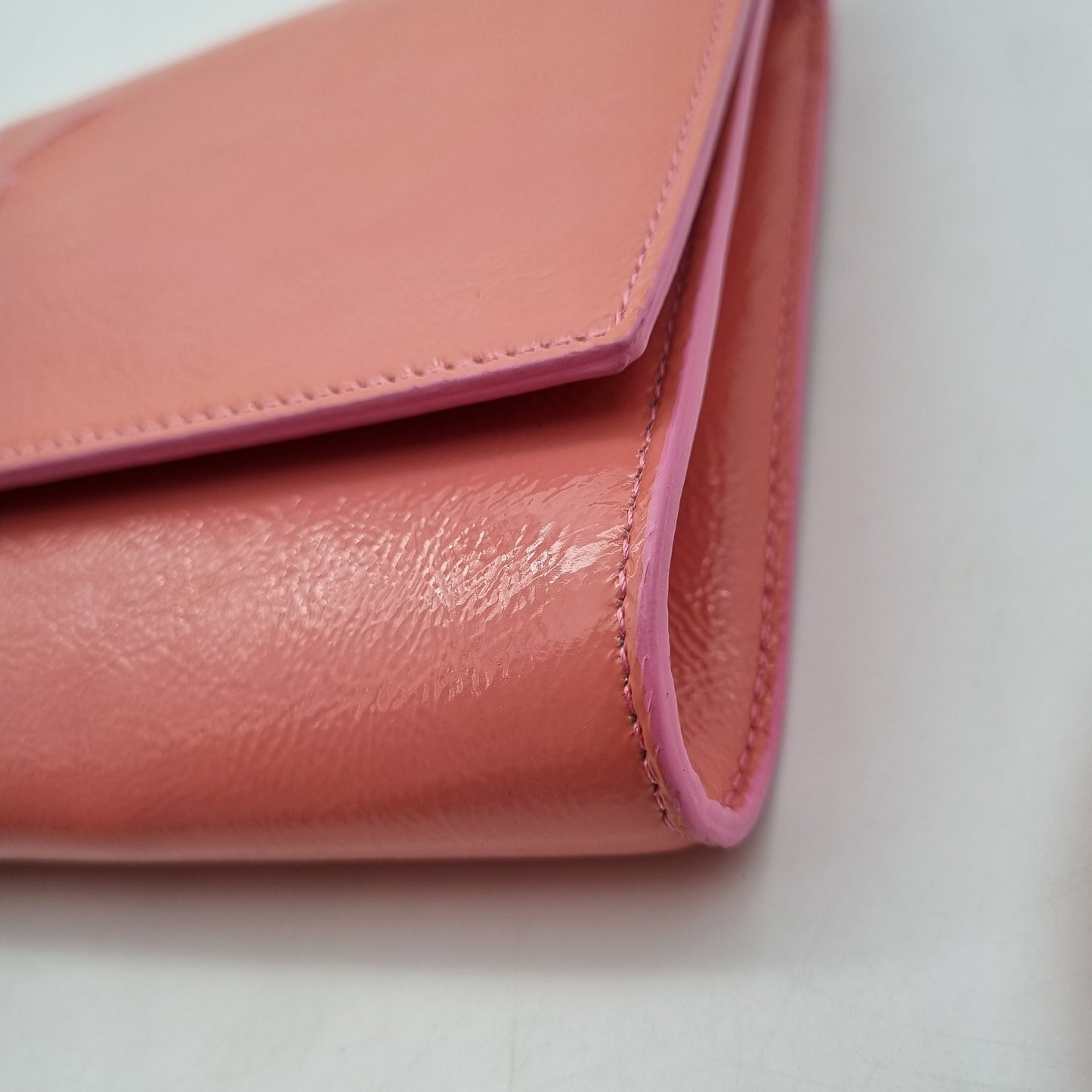 Yves Saint Laurent Belle De Jour Flap Clutch Patent Pink Size 28x16