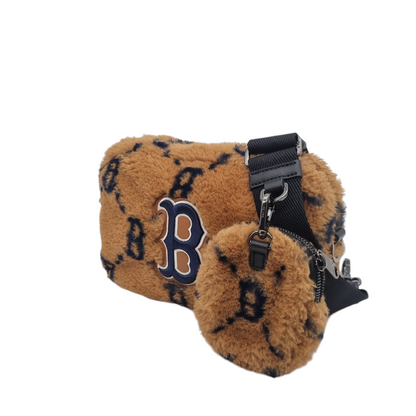 MLB Fur Crossbody Bag Brown Size 22x8x17