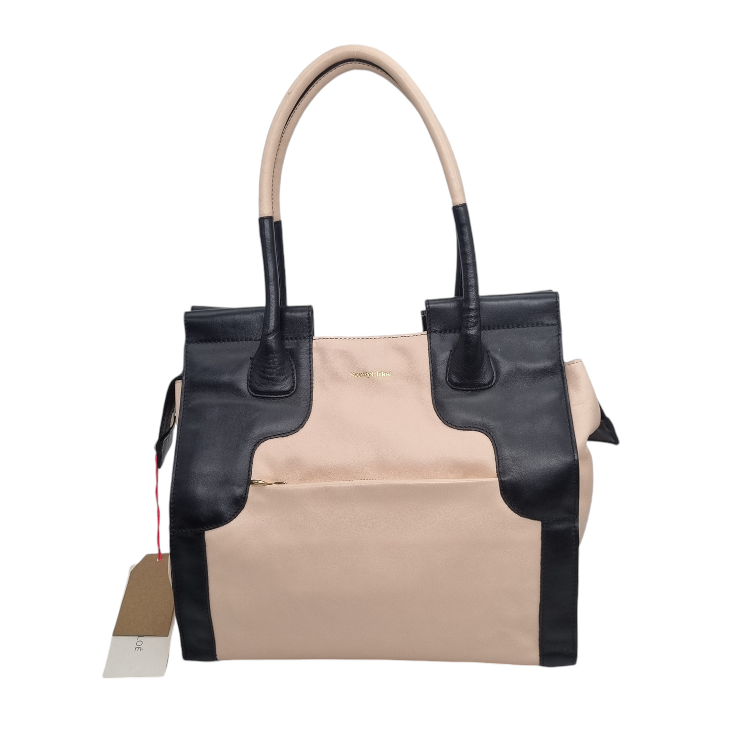 See By Chloe Tote Bag Beige Black Size 33x34x32