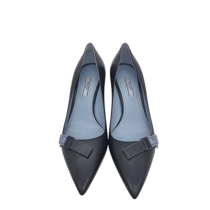 Prada Bow  Blue Black Grained Size 39/27 Dari Ujung