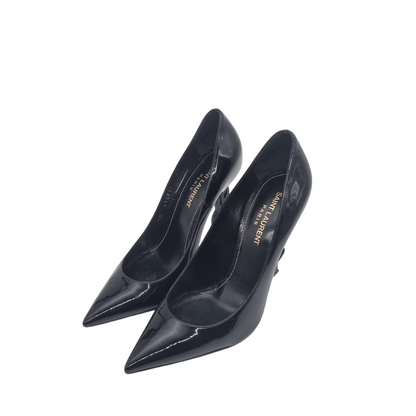 Yves Saint Laurent Opyum Patent Leather Pumps All Black Size 37/25 Dari Ujung