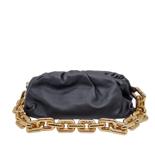 Bottega Veneta Calfskin The Pouch Chain Black Size 30x12x15