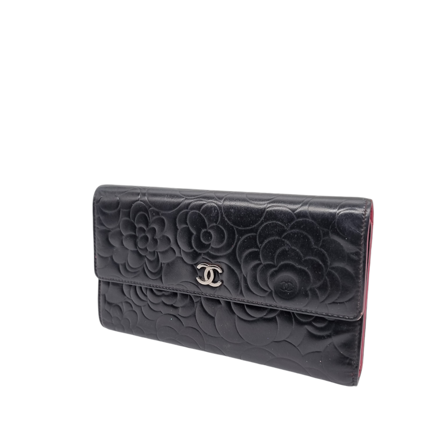 Chanel Camellia Long Wallet Black #14 Size 20x12