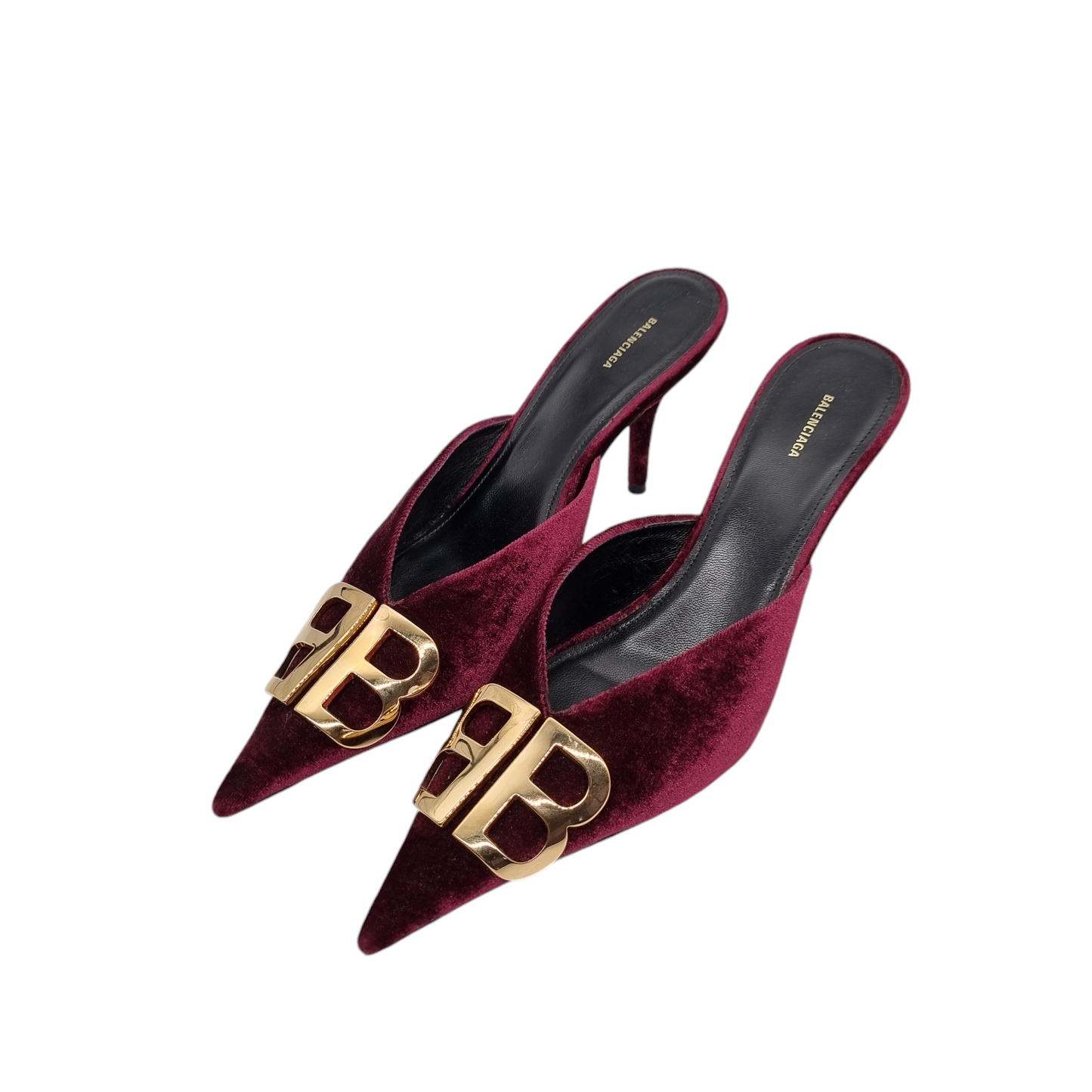 Balenciaga BB Point Heels Suede Burgundy Size 39/27,5 Dari Ujung Lancip