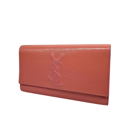 Yves Saint Laurent Belle De Jour Flap Clutch Patent Pink Size 28x16